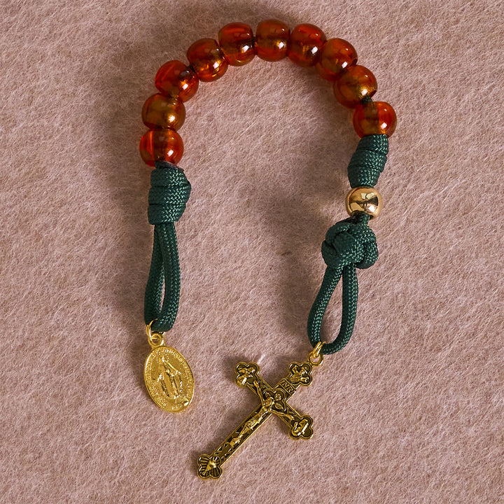 Christianartworkshop Christmas Blessing Amber-Tone Portable Rosary: Mary's Grace in Every Knot - image 3