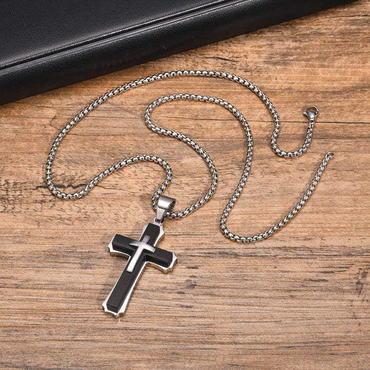 FREE Today: 4-Colored Cross Guardian Pendant Necklace: Faith & Protection for Daily Life - Black - image 0