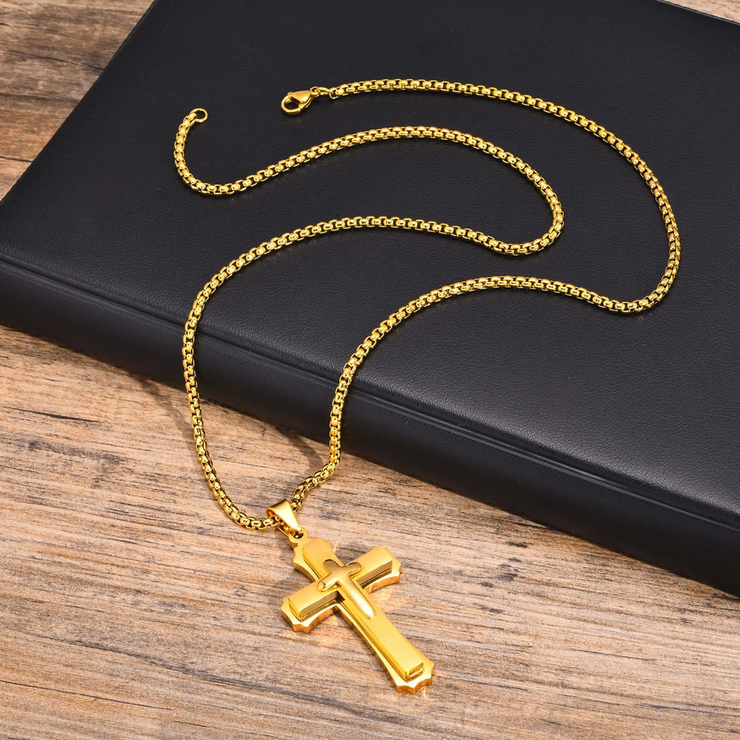 FREE Today: 4-Colored Cross Guardian Pendant Necklace: Faith & Protection for Daily Life - Golden - image 4