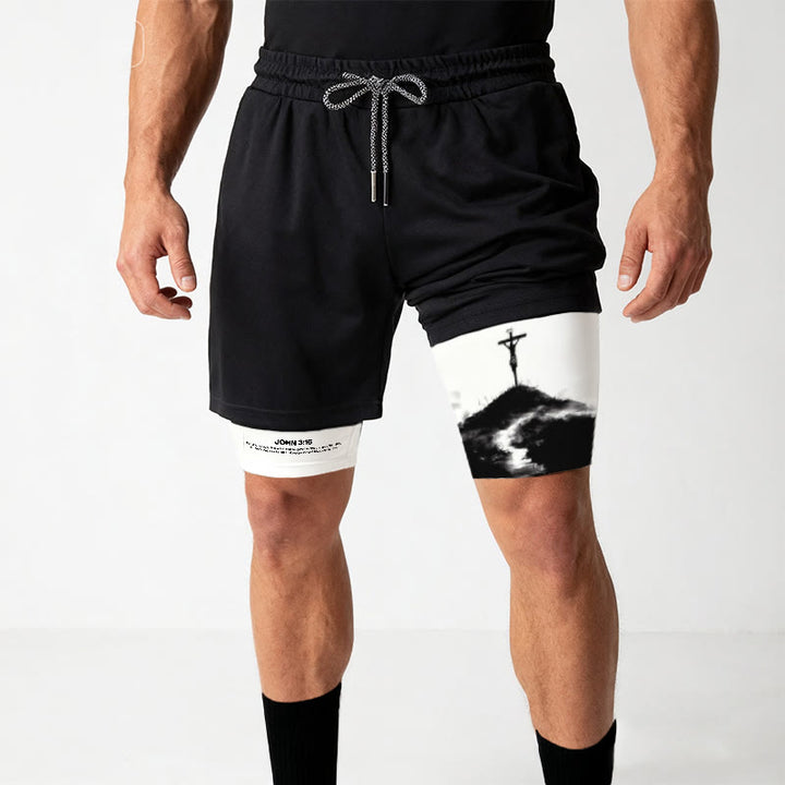 Christianartworkshop John 3:16 The Cross Performance Shorts - image 7
