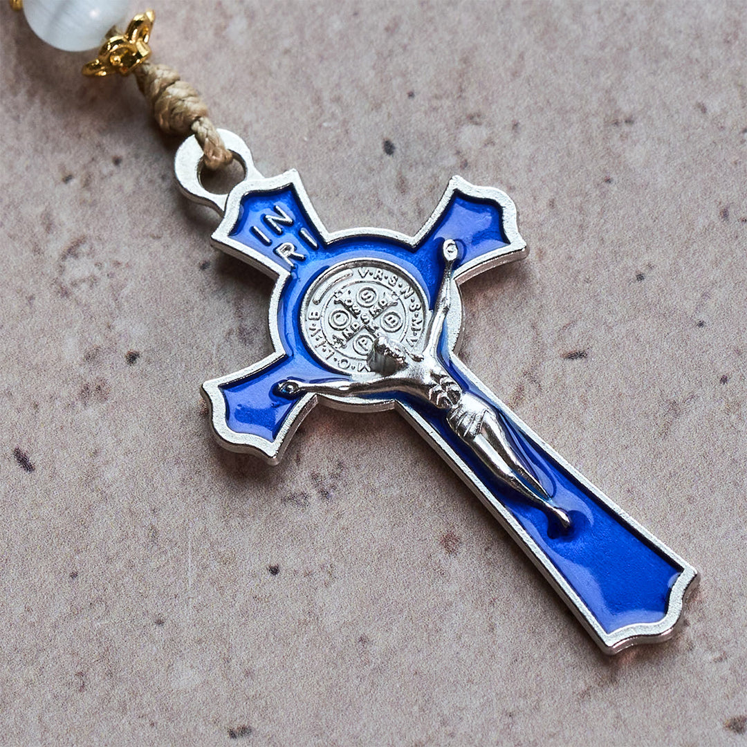 FREE Today: Immaculate Heart of Mary & Crucifix of 8 mm Round Blue Stone Nylon Cord Rosary - image 5