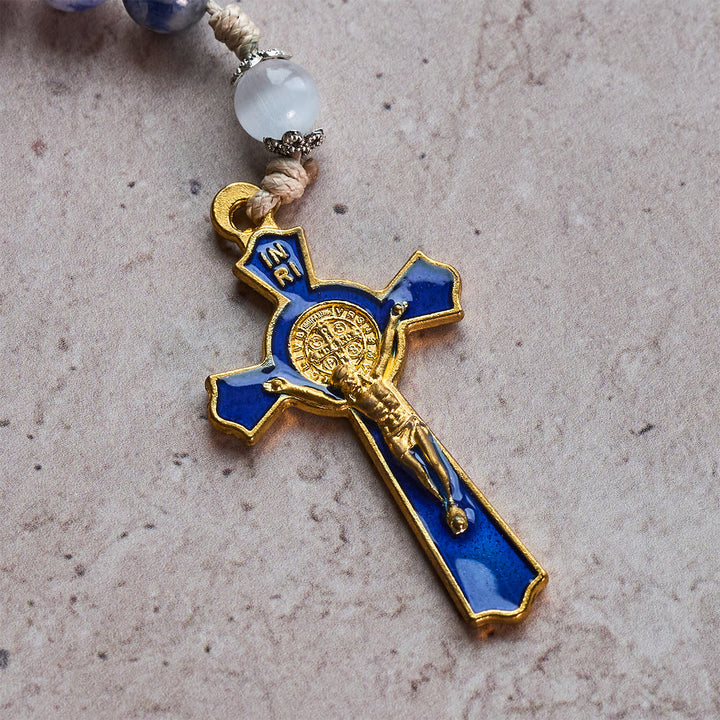 FREE Today: Immaculate Heart of Mary & Crucifix of 8 mm Round Blue Stone Nylon Cord Rosary - image 12