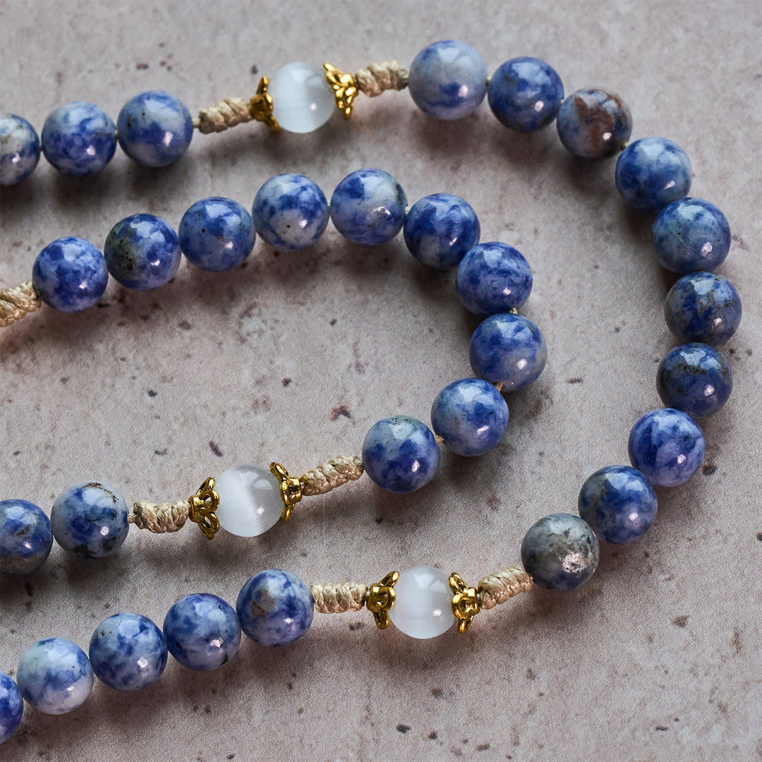 Christianartworkshop Immaculate Heart of Mary & Crucifix of 8 mm Round Blue Stone Nylon Cord Rosary - image 3