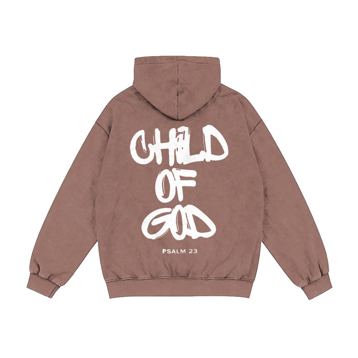 Christianartworkshop Child of God Hooded Jacket: Psalm 23 Comfort Statement - Coffee - 2XL - image 13