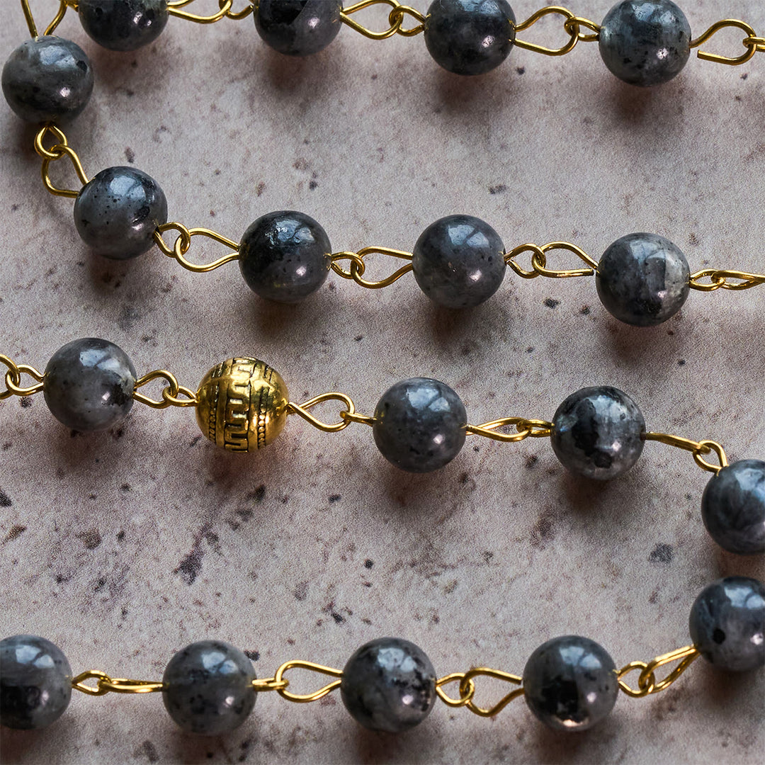 FREE Today: Miraculous Medal & Saint Benedict Key of 8 mm Round Black Stone Alloy Chain Rosary - image 4