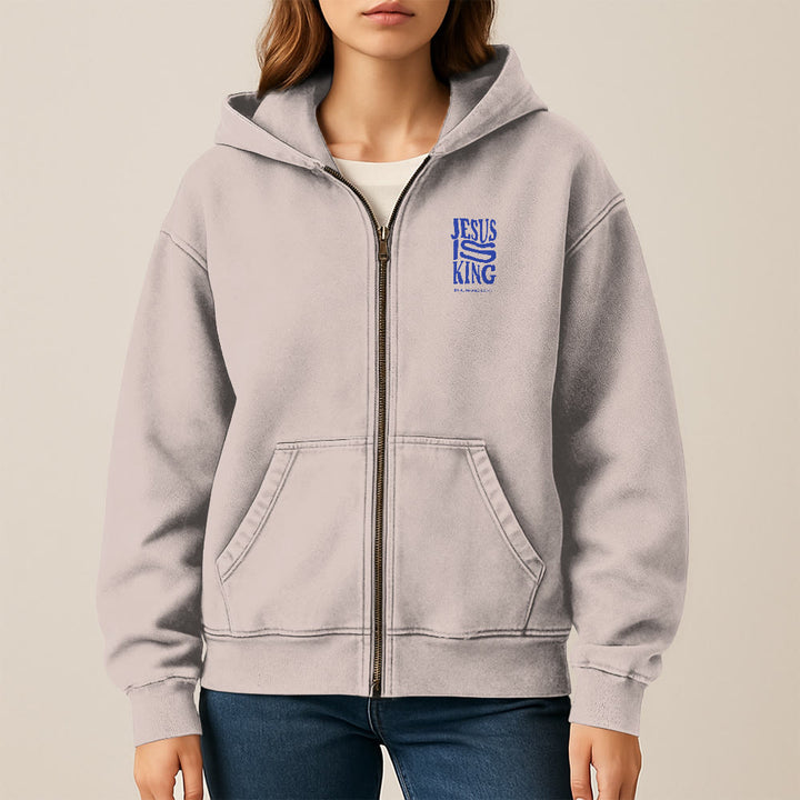 Christianartworkshop Jesus Is King Hooded Jacket: Philippians 2:10-11 Faith Statement - image 9