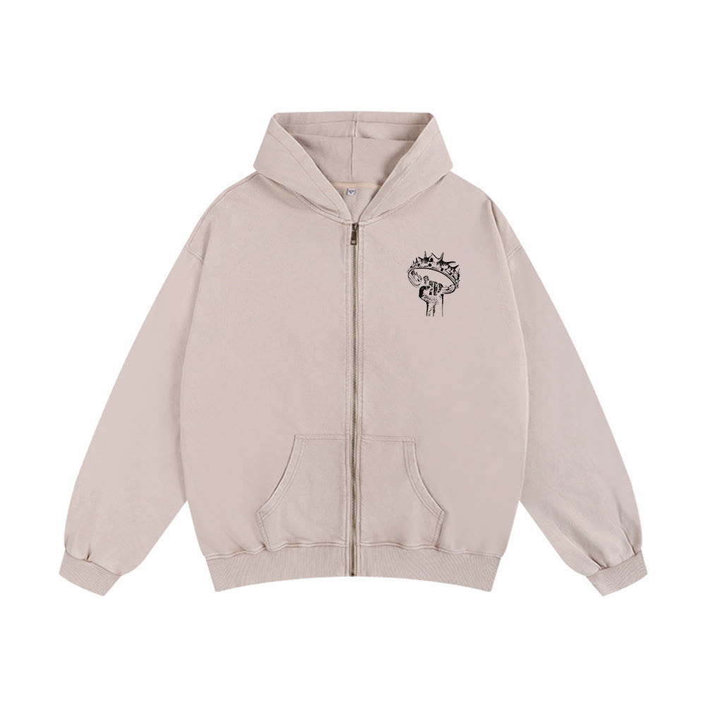 Christianartworkshop Jesus is King Hooded Jacket: Stylish Faith with Revelation 22:13 - image 1