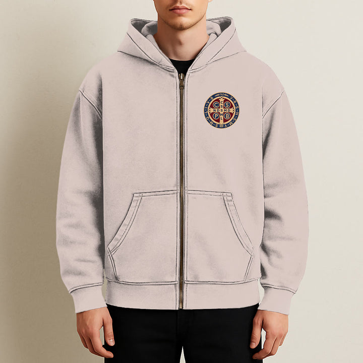 Christianartworkshop St. Benedict Cross Hooded Jacket: Faith Protection for Daily Wear - image 12