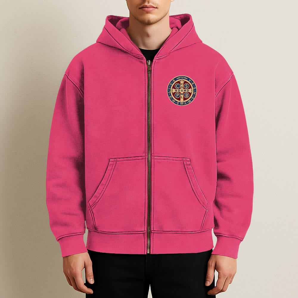 Christianartworkshop St. Benedict Cross Hooded Jacket: Faith Protection for Daily Wear - image 15