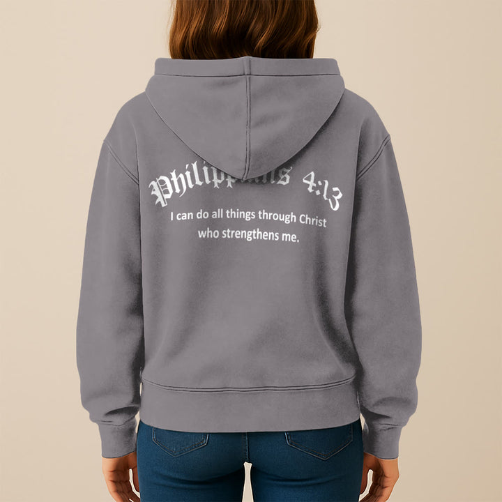 Christianartworkshop Philippians 4:13 Hooded Jacket: Faith Gift with Strength Message - image 16