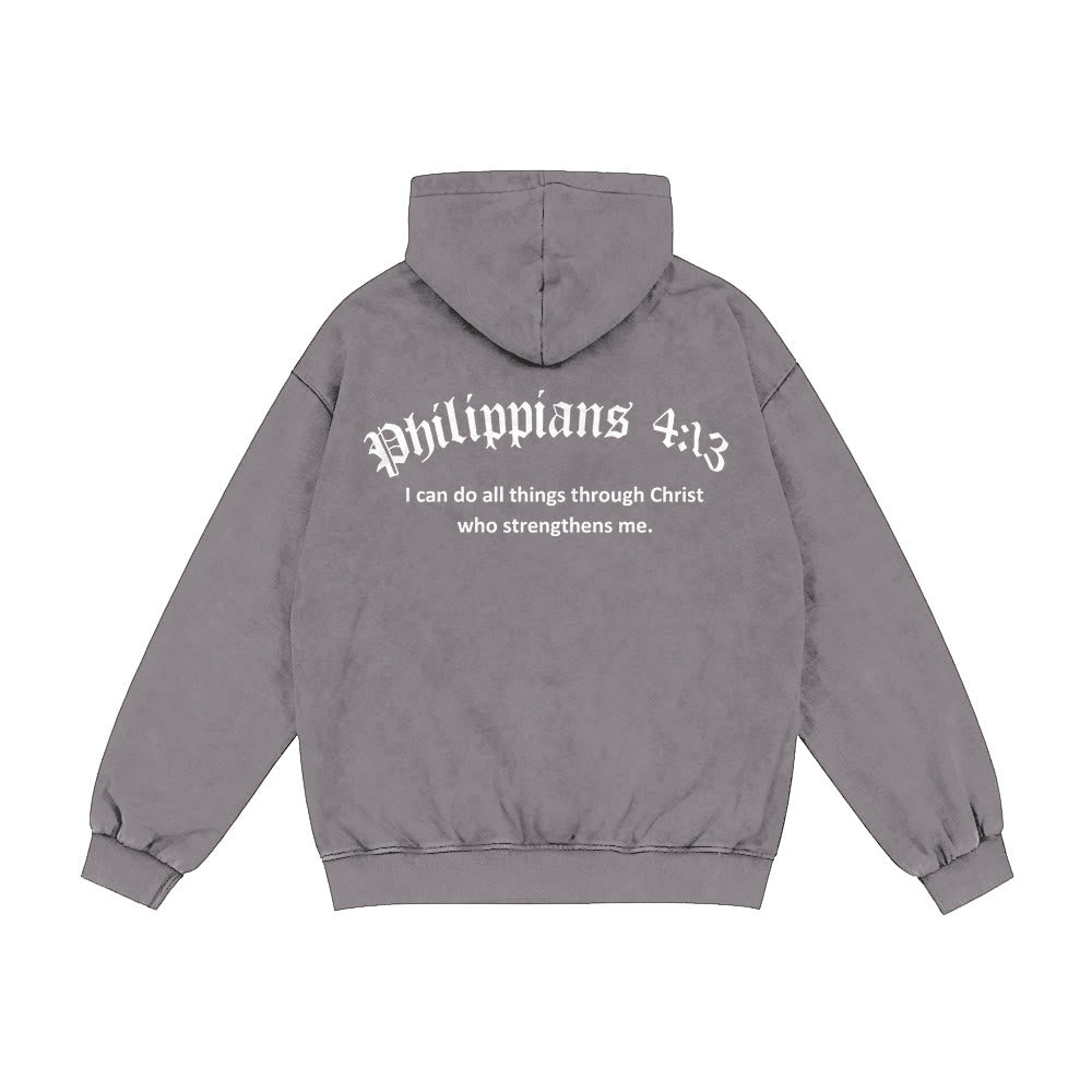 Christianartworkshop Philippians 4:13 Hooded Jacket: Faith Gift with Strength Message - Grey - 2XL - image 13