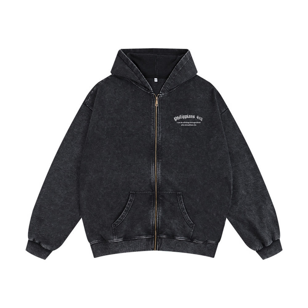 Christianartworkshop Philippians 4:13 Hooded Jacket: Faith Gift with Strength Message - image 1