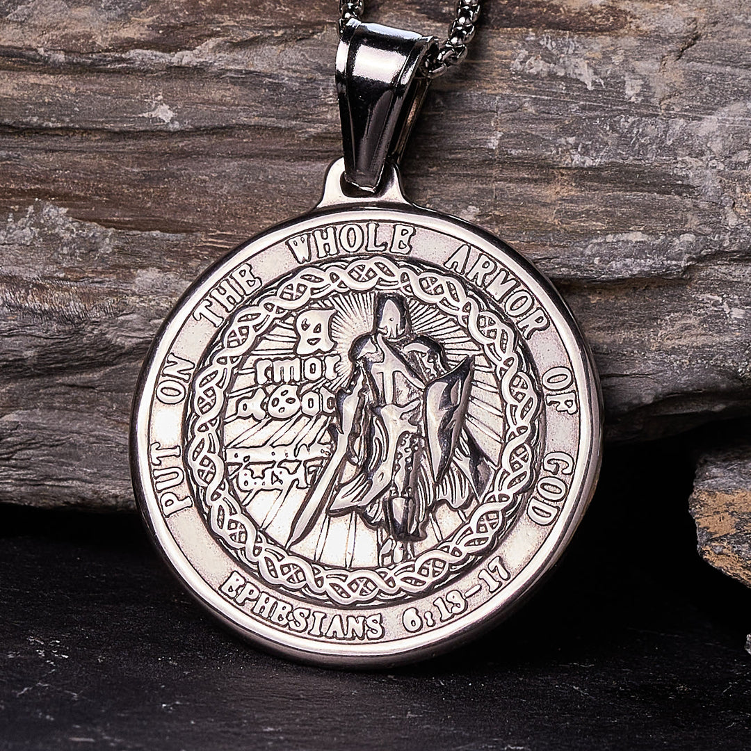Christianartworkshop Armor of God Pendant Necklace: Spiritual Protection & Timeless Devotion - Silver - image 6