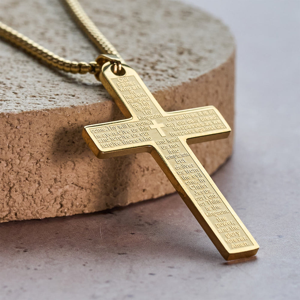FREE Today: Stainless Steel Lord's Prayer Necklace Accented with Cross for Blessings - image 1
