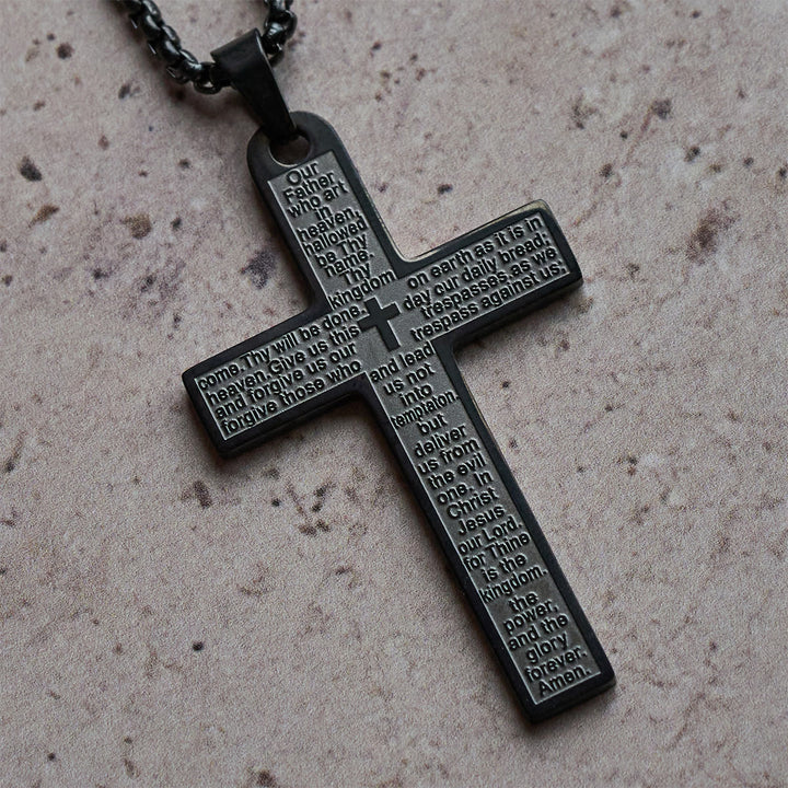 Christianartworkshop Stainless Steel Lord's Prayer Pendant Cross Necklace - image 7