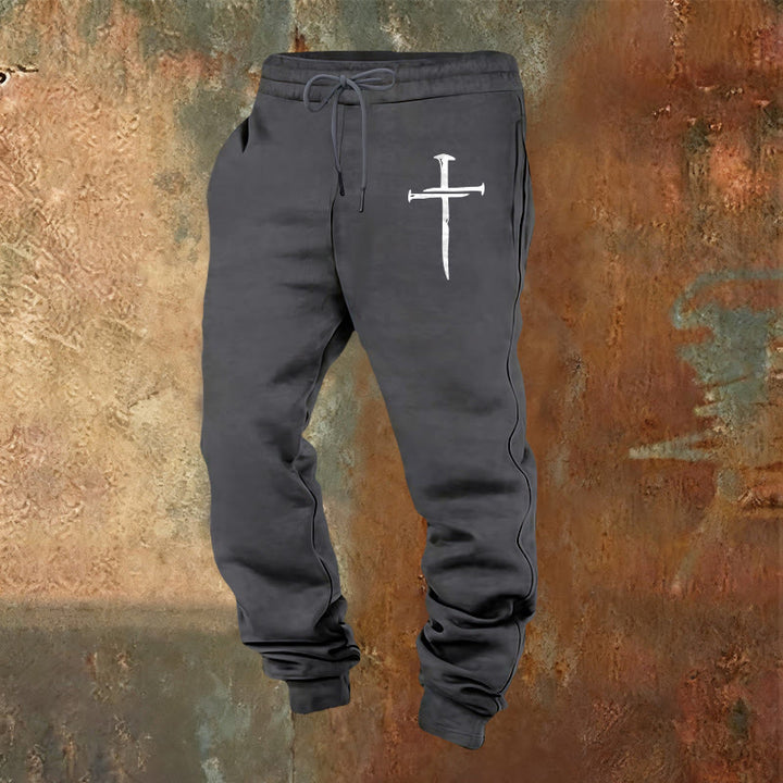Christianartworkshop Sword Cross Sweatpants: Stylish Faith for Everyday Moments - Warm Grey - 2XL - image 0