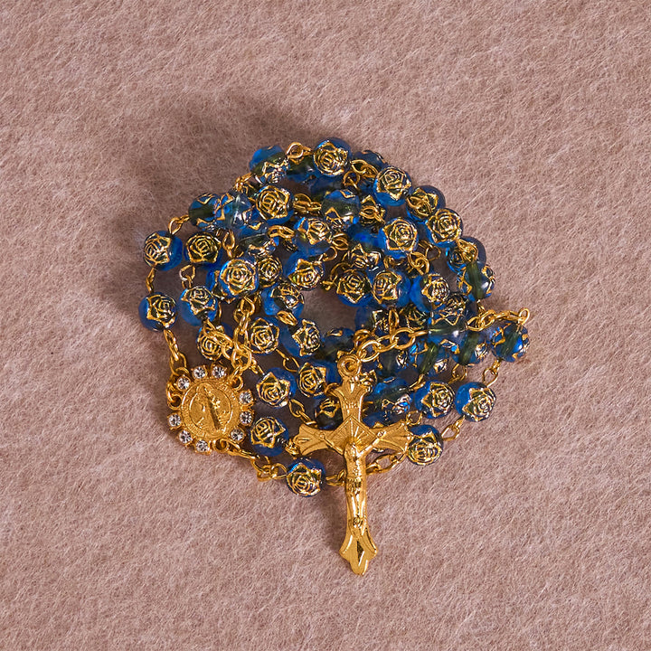 FREE Today: Christian Art St. Benedict Medal & Crucifix of 8 mm Round Multicolor Acrylic Alloy Chain Rosary - image 3