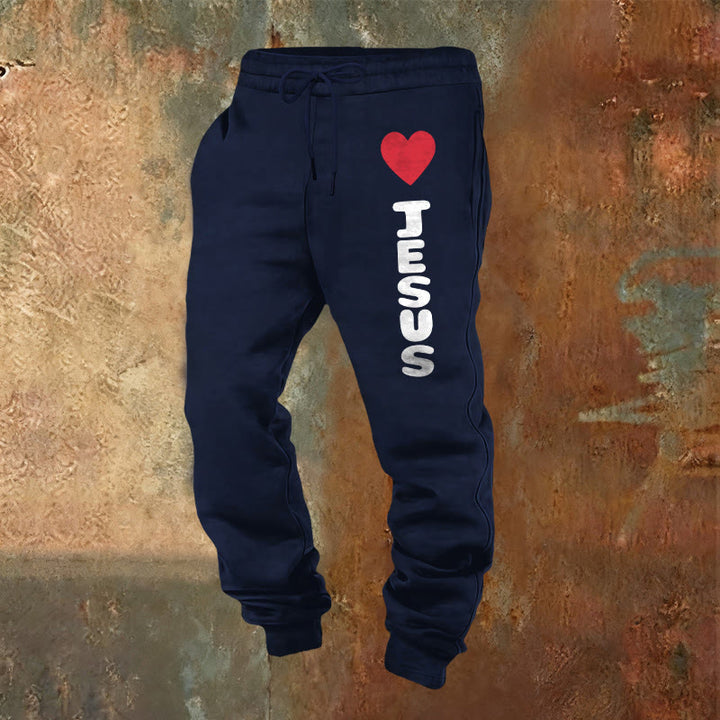Christianartworkshop Heart for Jesus Sweatpants: Daily Wear with Faithful Affection - Navy Blue - 2XL - image 12