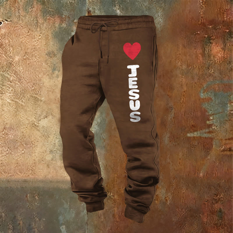 Christianartworkshop Heart for Jesus Sweatpants: Daily Wear with Faithful Affection - Brown - 2XL - image 20