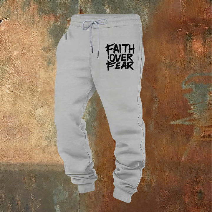 Christianartworkshop Faith Over Fear Sweatpants: Daily Wear with Spiritual Courage - Light Grey - 2XL - image 17