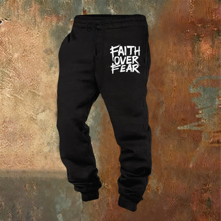 Christianartworkshop Faith Over Fear Sweatpants: Daily Wear with Spiritual Courage - Black - 2XL - image 9