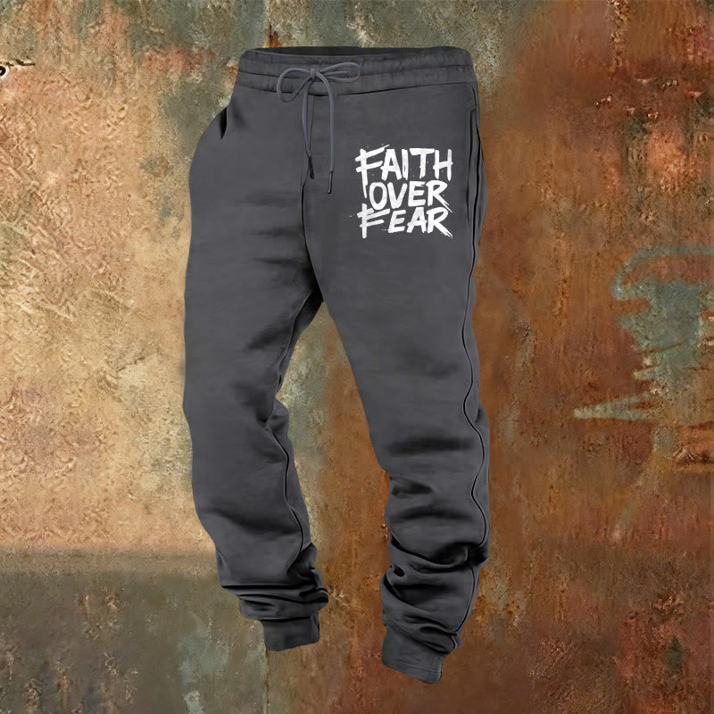 Christianartworkshop Faith Over Fear Sweatpants: Daily Wear with Spiritual Courage - Warm Grey - 2XL - image 5