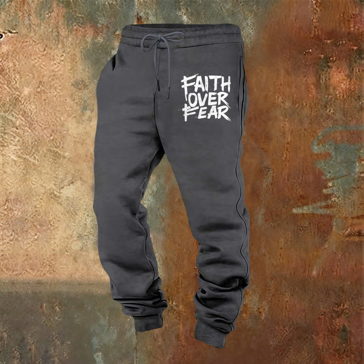 Christianartworkshop Faith Over Fear Sweatpants: Daily Wear with Spiritual Courage - Warm Grey - 2XL - image 4