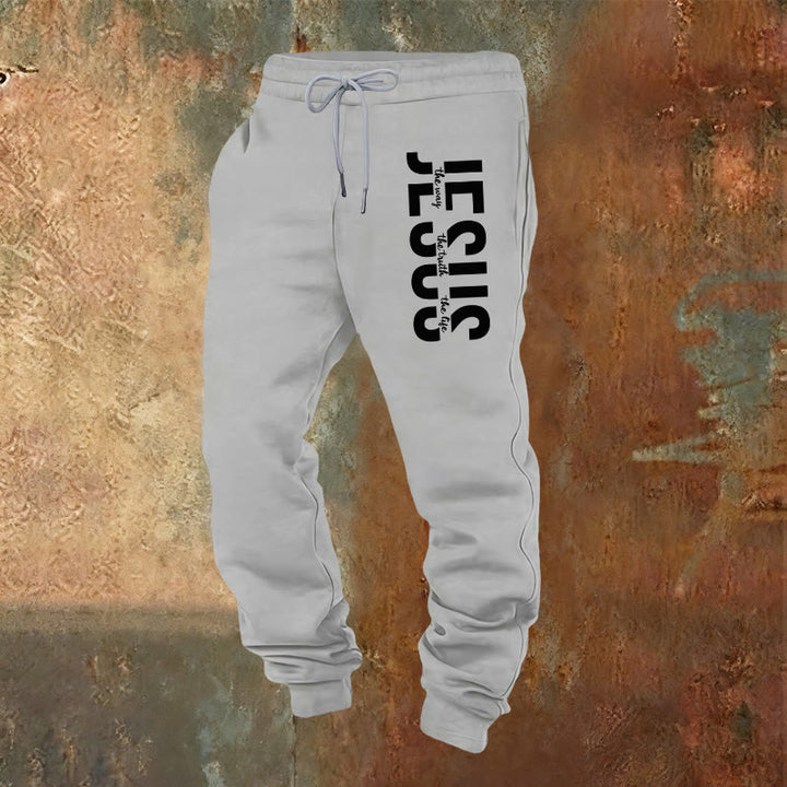 Christianartworkshop Layered Jesus Script Sweatpants: Daily Wear with Devotional Identity - Light Grey - 2XL - image 8