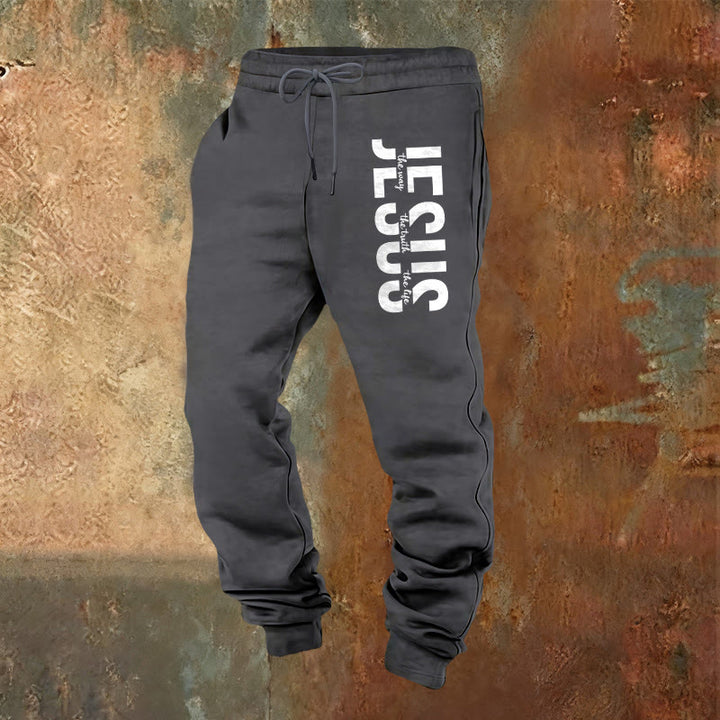 Christianartworkshop Layered Jesus Script Sweatpants: Daily Wear with Devotional Identity - Warm Grey - 2XL - image 20