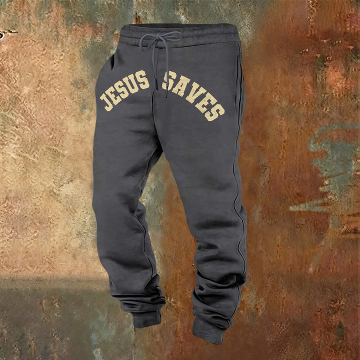 Christianartworkshop Jesus Saves Sweatpants: Daily Reminder of Divine Redemption - Warm Grey - 2XL - image 8