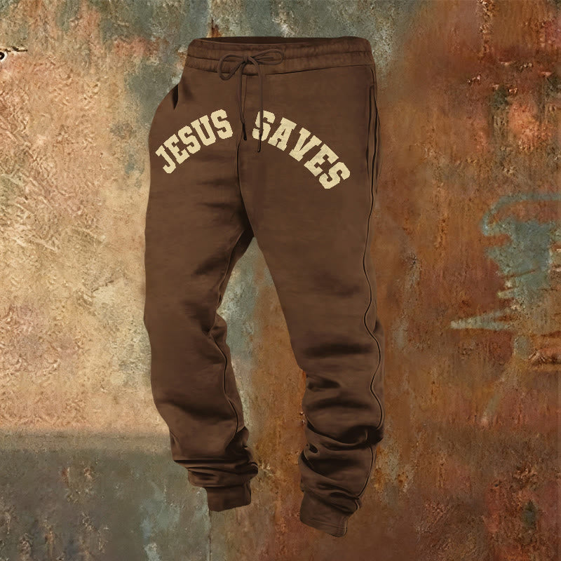 Christianartworkshop Jesus Saves Sweatpants: Daily Reminder of Divine Redemption - Brown - 2XL - image 20