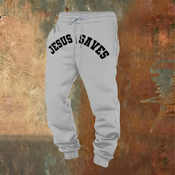 Christianartworkshop Jesus Saves Sweatpants: Daily Reminder of Divine Redemption - Light Grey - 2XL - image 17