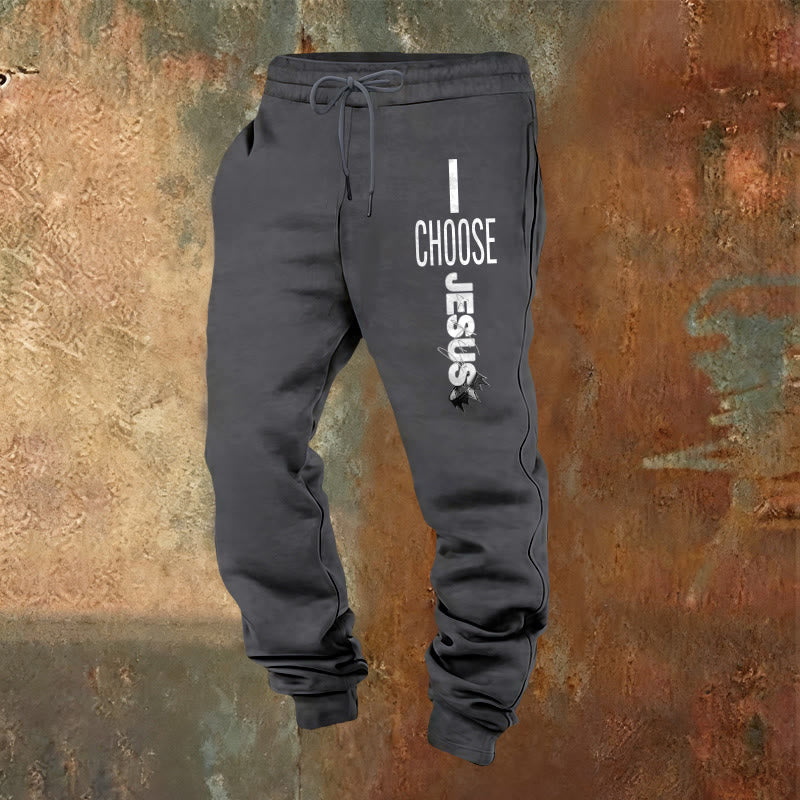 Christianartworkshop I Choose Jesus Sweatpants: Daily Wear with Faithful Commitment - Warm Grey - 2XL - image 8