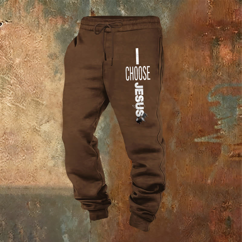 Christianartworkshop I Choose Jesus Sweatpants: Daily Wear with Faithful Commitment - Brown - 2XL - image 21