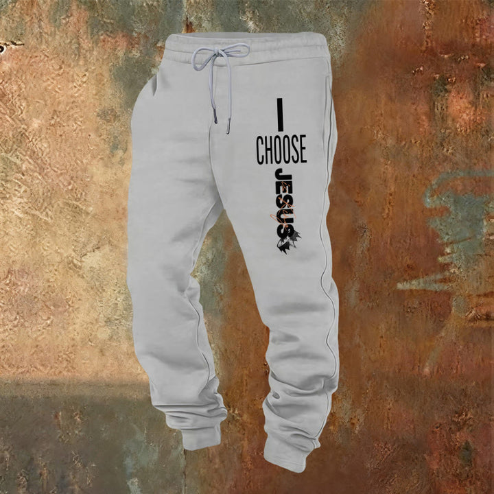 Christianartworkshop I Choose Jesus Sweatpants: Daily Wear with Faithful Commitment - Light Grey - 2XL - image 17