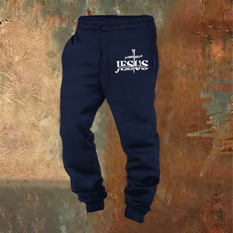 Christianartworkshop Jesus Sword Faith Sweatpants: Stylish Faith for Everyday Moments - Navy Blue - 2XL - image 5