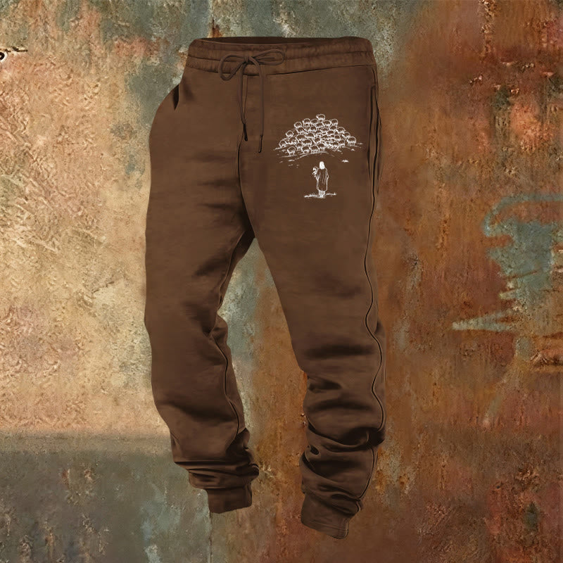 Christianartworkshop Good Shepherd Faith Sweatpants: Daily Wear with Spiritual Care - Brown - 2XL - image 0