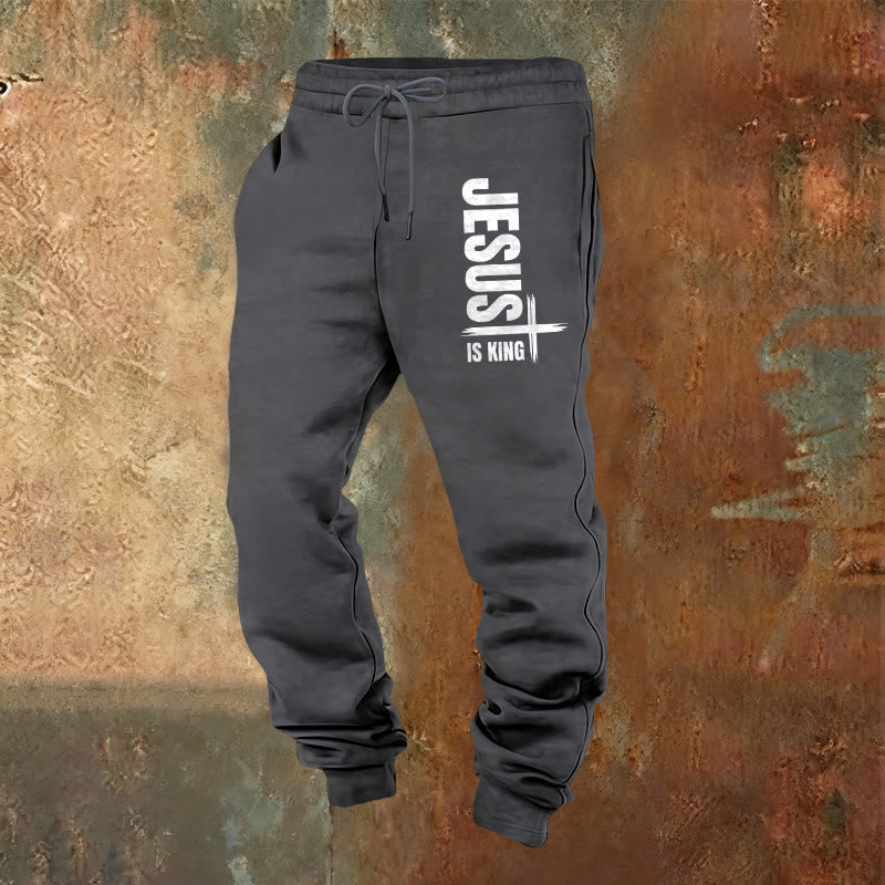 Christianartworkshop Jesus Is King Sweatpants: Daily Wear with Royal Faith - Warm Grey - 2XL - image 13
