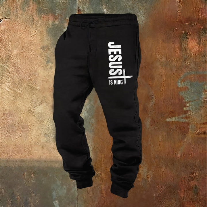 Christianartworkshop Jesus Is King Sweatpants: Daily Wear with Royal Faith - Black - 2XL - image 17