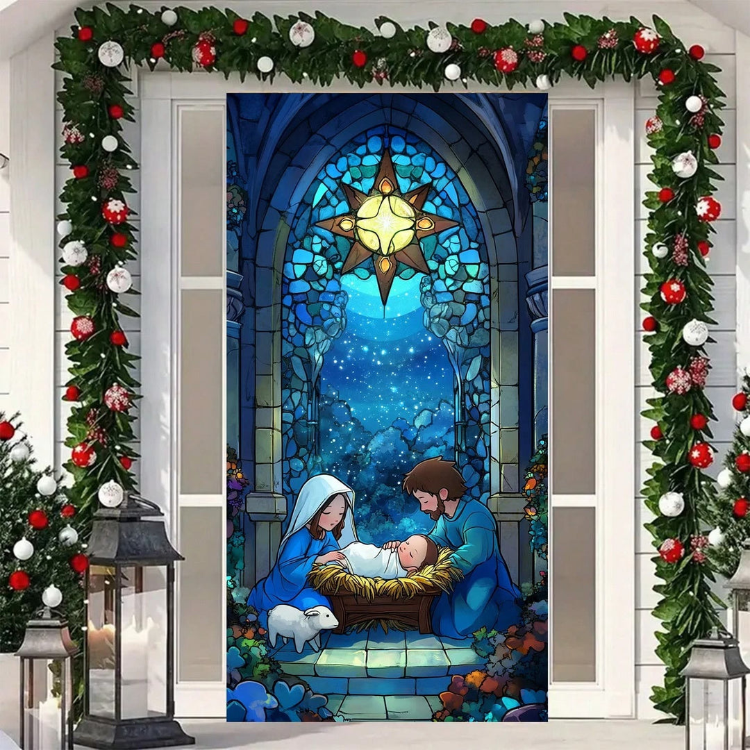 Christianartworkshop Holy Night Blessing Door Curtain: Guided by the Star of Bethlehem - 36''*80''/91cm*203cm - image 0