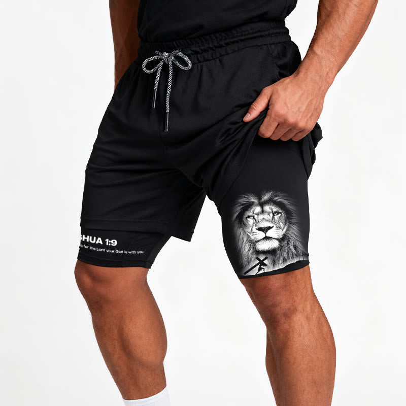 Christianartworkshop Joshua 1:9 Lion Performance Shorts - image 6