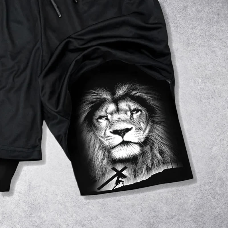 Christianartworkshop Joshua 1:9 Lion Performance Shorts - image 1