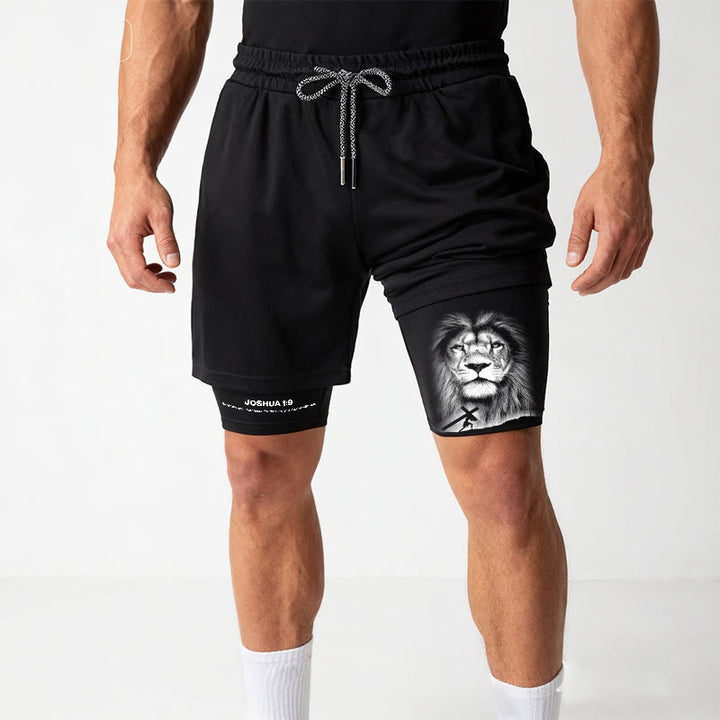 Christianartworkshop Joshua 1:9 Lion Performance Shorts - image 7