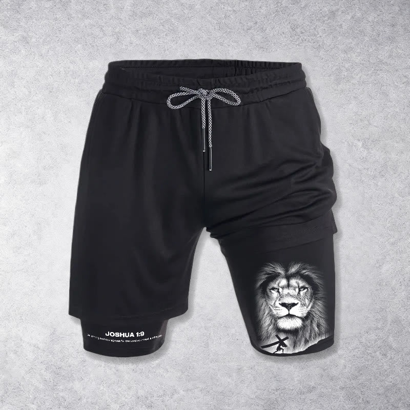 Christianartworkshop Joshua 1:9 Lion Performance Shorts - image 3