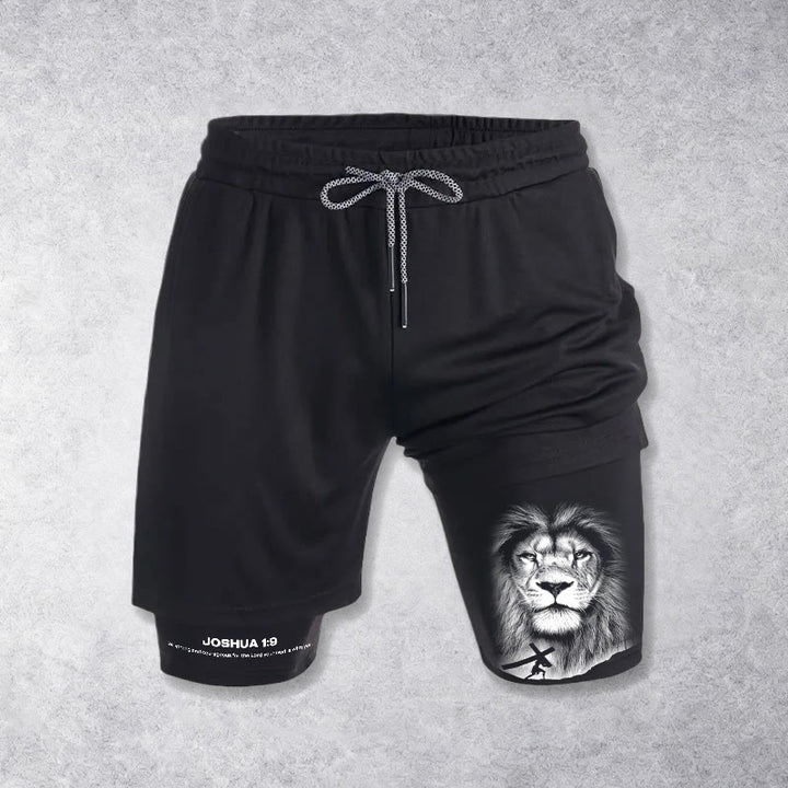 Christianartworkshop Joshua 1:9 Lion Performance Shorts - image 3