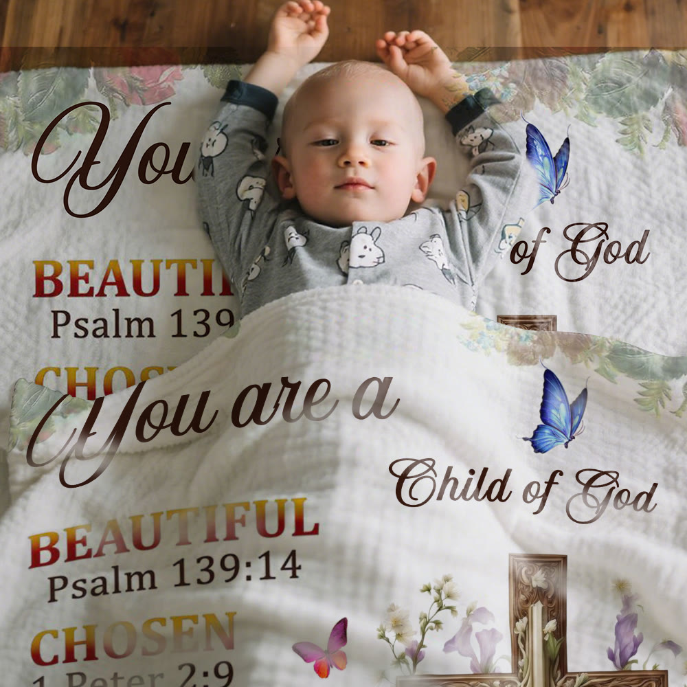 Christianartworkshop Scripture & Cross Child of God Tapestry: Biblical Inspiration & Cozy Home Decor - image 1