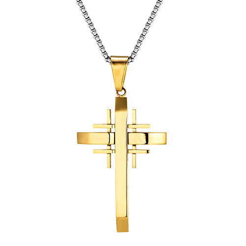 Christianartworkshop Geometric Cross Pendant Necklace: Modern Faith & Stylish Devotion - Golden - image 3