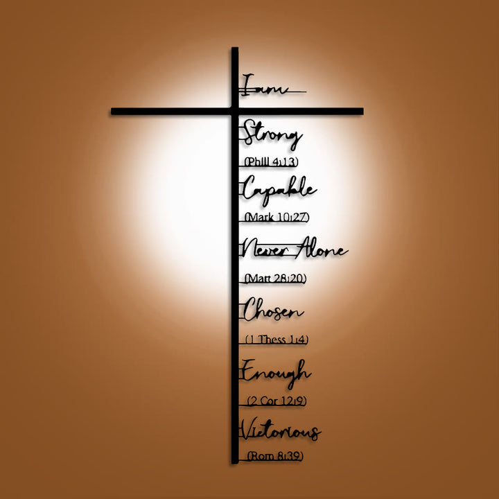 Christianartworkshop Biblical Verse Cross Metal Wall Decor: Daily Faith Reminder - Black - 8.86''*11.81''/20*30cm - image 0
