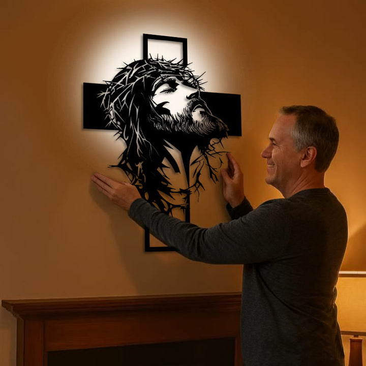 Christianartworkshop Crown of Thorns Jesus Cross Metal Wall Decor: Heartfelt Faith Statement  - image 1