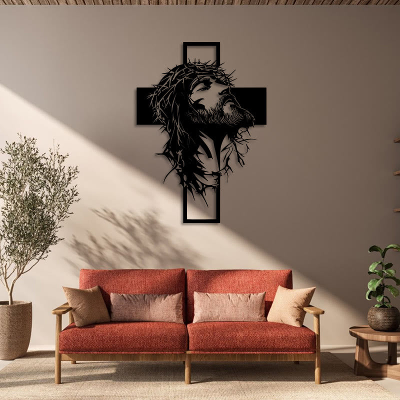 Christianartworkshop Crown of Thorns Jesus Cross Metal Wall Decor: Heartfelt Faith Statement  - image 2